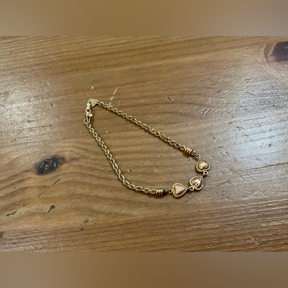 Beverly Hills Gold: 14k.Puffy triple heart rose gold, yellow gold rope bracelet. - Picture 2 of 10